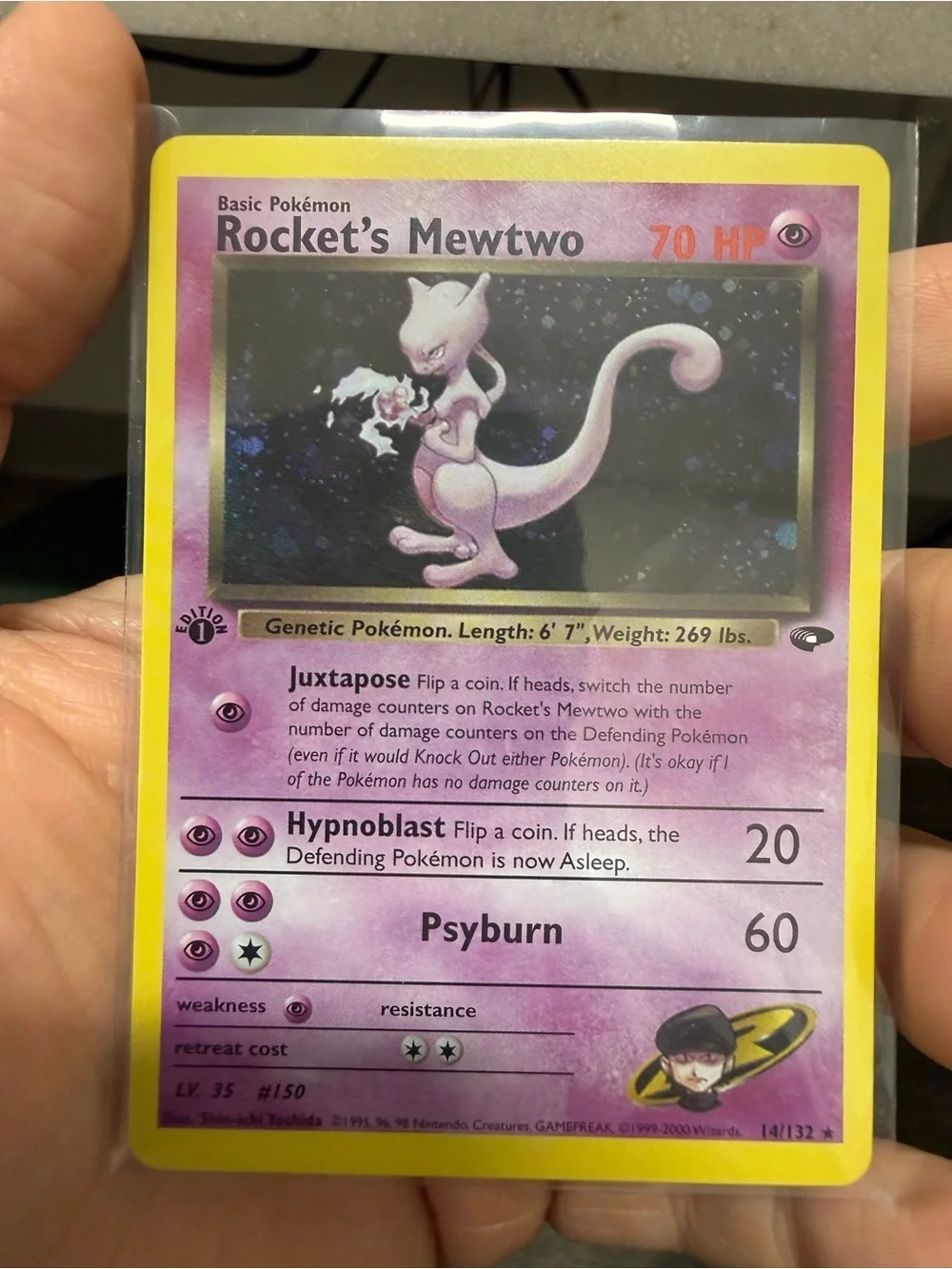 DIY/CustomCard Rocket's Mewtwo Card - Pink and Yellow